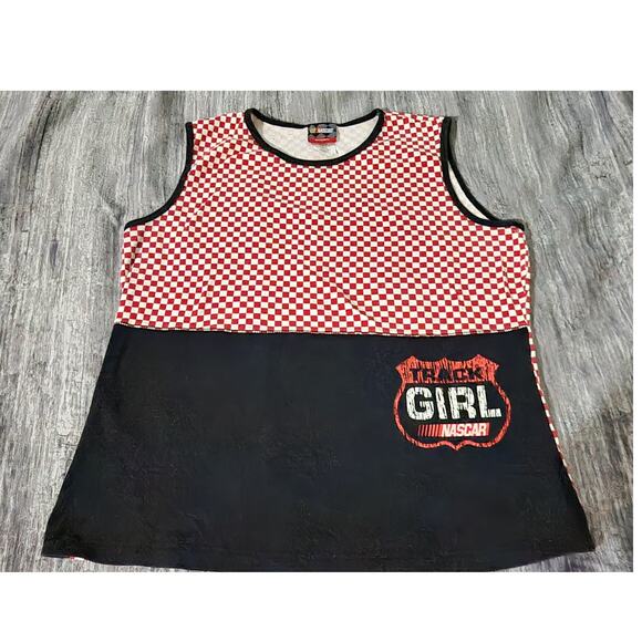 Nascar Women's Track‎ Girl Checkered Race Tank Top Sport Size 14/16 - Picture 1 of 9
